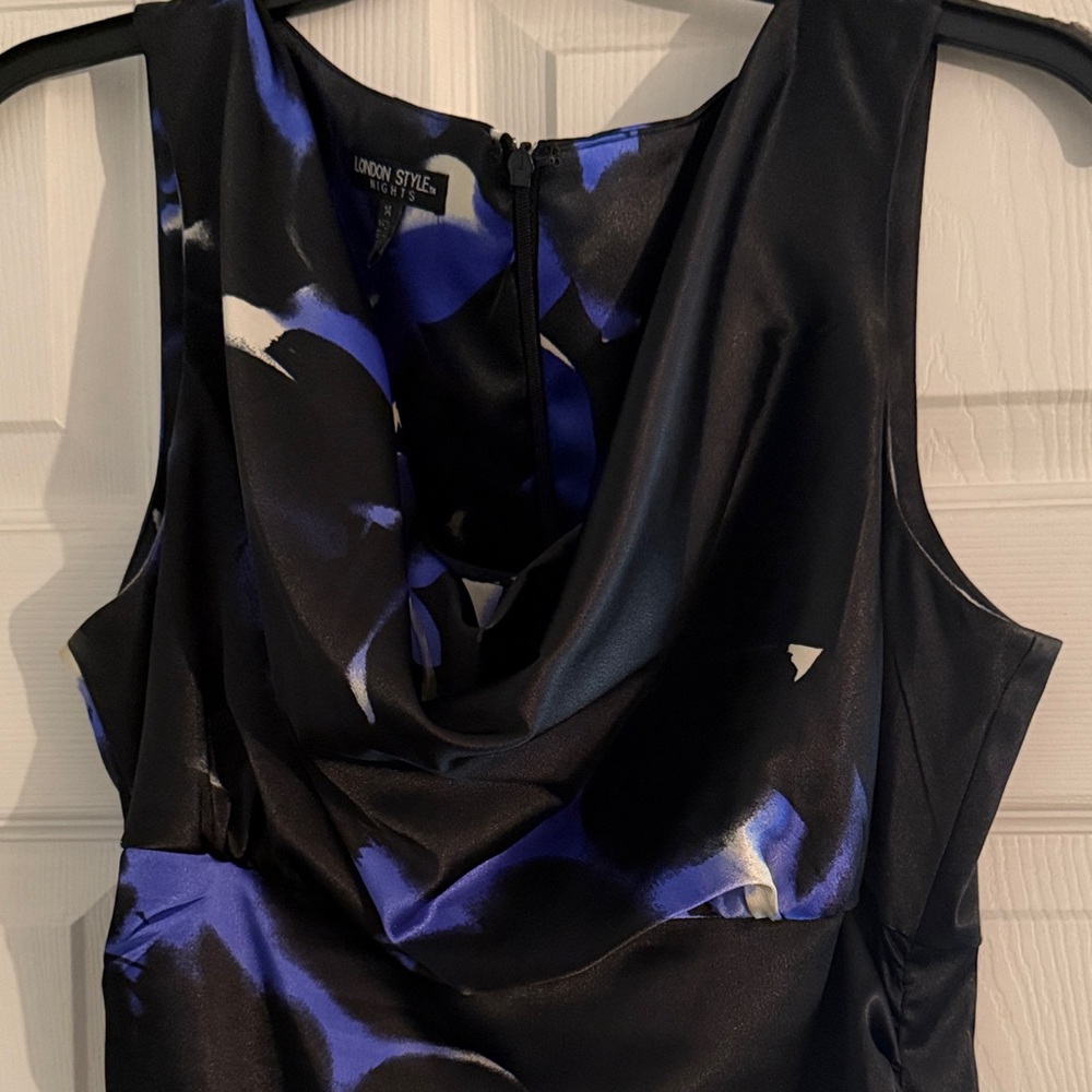 London Style Black and Blue Patterned Dress